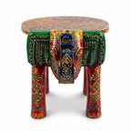 Wooden Elephant Stool | Red | 27x16x18 cm