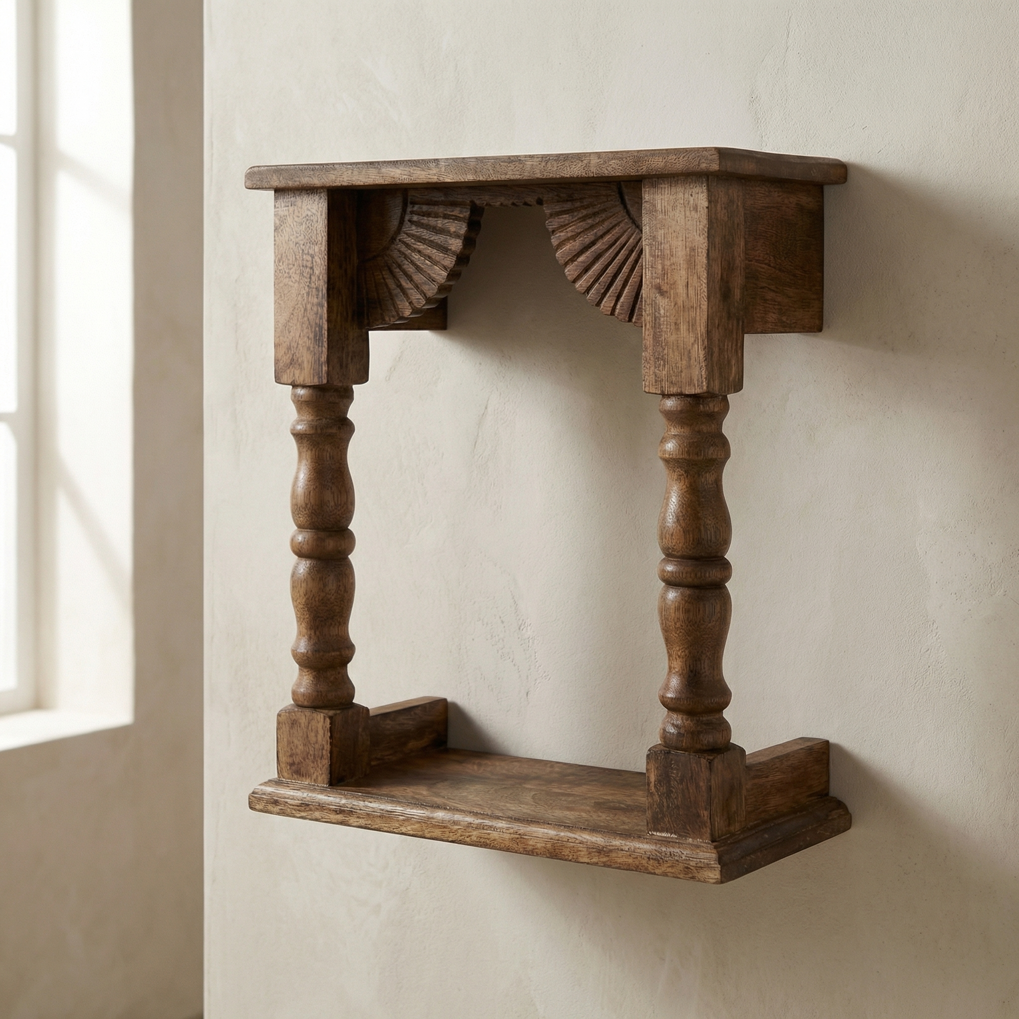 Temple Wall Shelf | Natural| 33x30x15cm