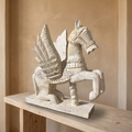 Wooden Flying Horse | White/Cream | 33x30x14cm