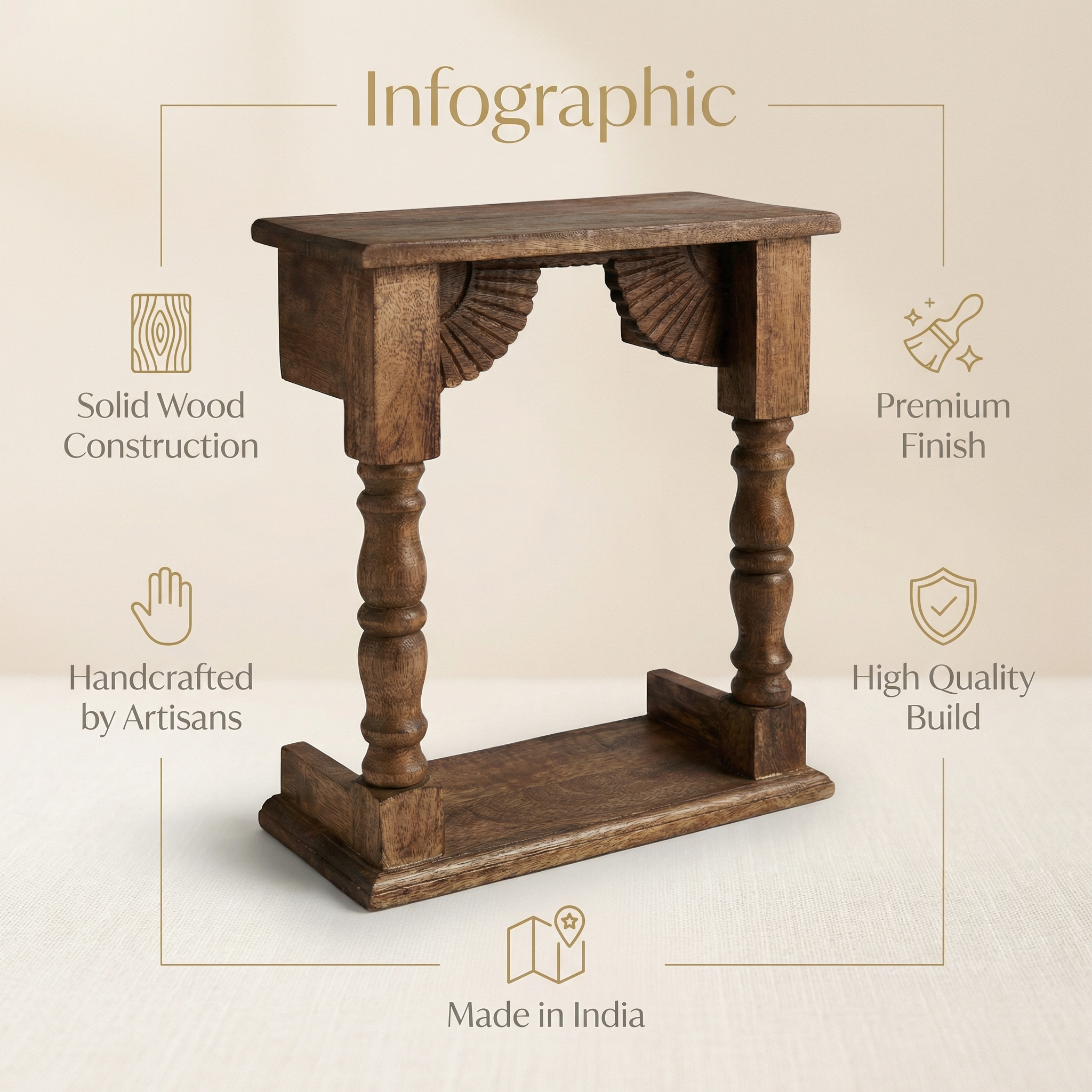 Temple Wall Shelf | Natural| 33x30x15cm