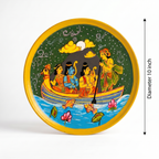 Wooden Ramayana Wall Plate | In a Boat | 10 Inches | Handpainted