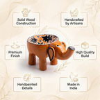 Wooden Elephant Bowl | Table Decor | Orange | 7x4x4 inches