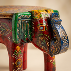 Wooden Elephant Stool | Red | 27x16x18 cm