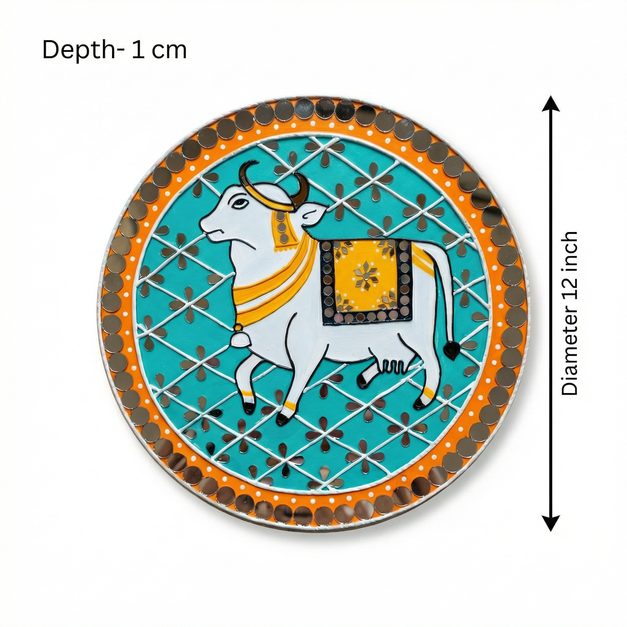 Lippan Art Wall Plate | Nandi | 12x12x0.5 Inch