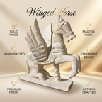 Wooden Flying Horse | White/Cream | 33x30x14cm