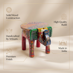 Wooden Elephant Stool | Red | 27x16x18 cm