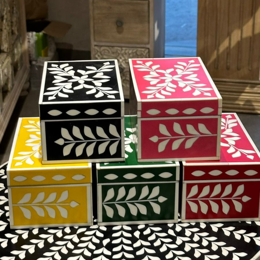 Jewellery Box Yellow | Bone Inlay | 20x12.5x10 cm