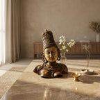 Brass Ma Parvati Idol | 12.6x9.1x7.3 Inches | Vintage Copper Finish | 5.3 Kg Approx