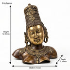 Brass Ma Parvati Idol | 12.6x9.1x7.3 Inches | Vintage Copper Finish | 5.3 Kg Approx