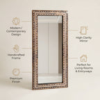 Wood Inlay Tribal Mirror | 48x20x1.5 Inch