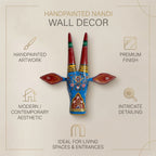Handpainted Wooden Nandi/Cow Wall Decor | Blue | 12x11x4 Inches