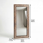Wood Inlay Tribal Mirror | 48x20x1.5 Inch