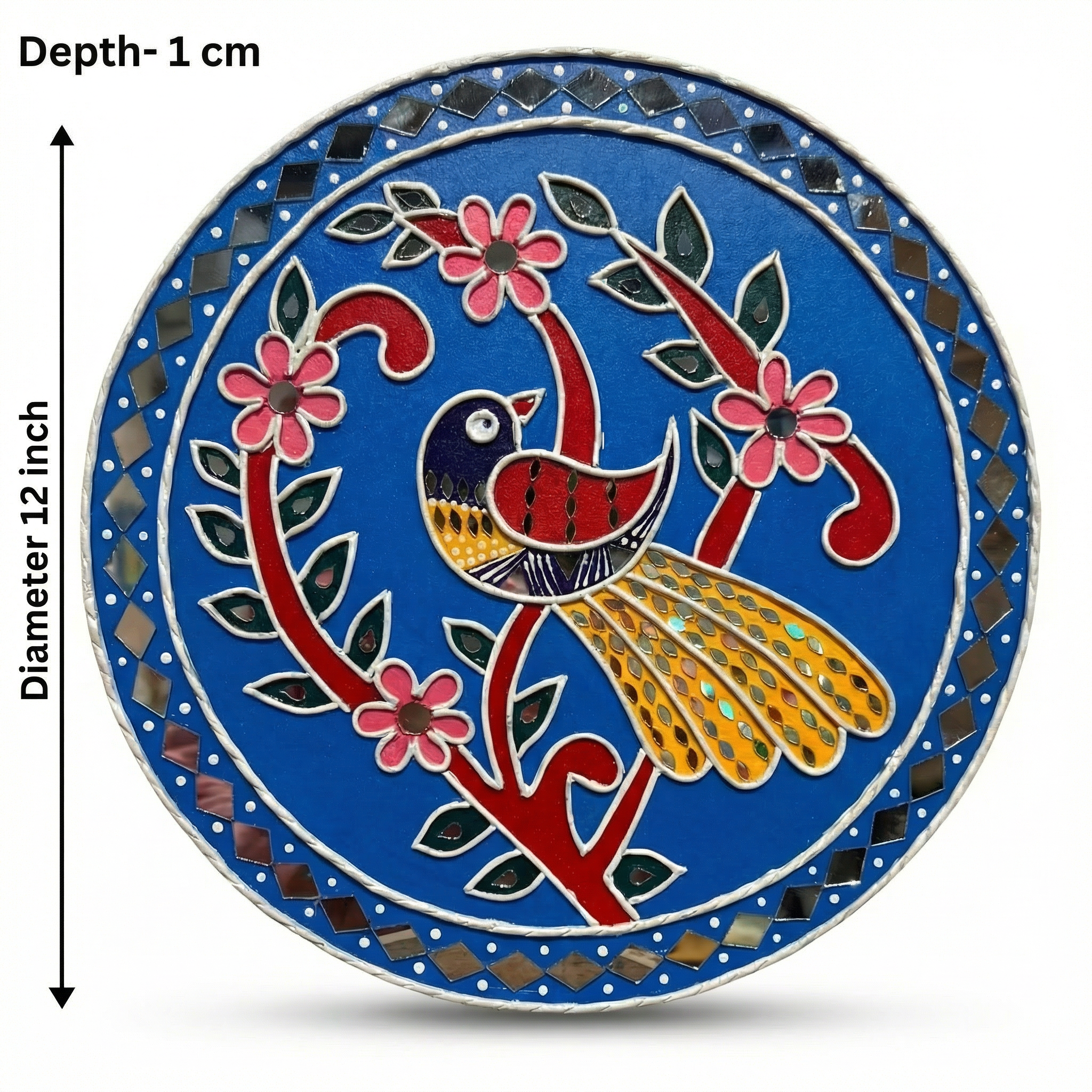 Lippan Art Wall Plate | Peacock 2 | 12x12x0.5 Inch