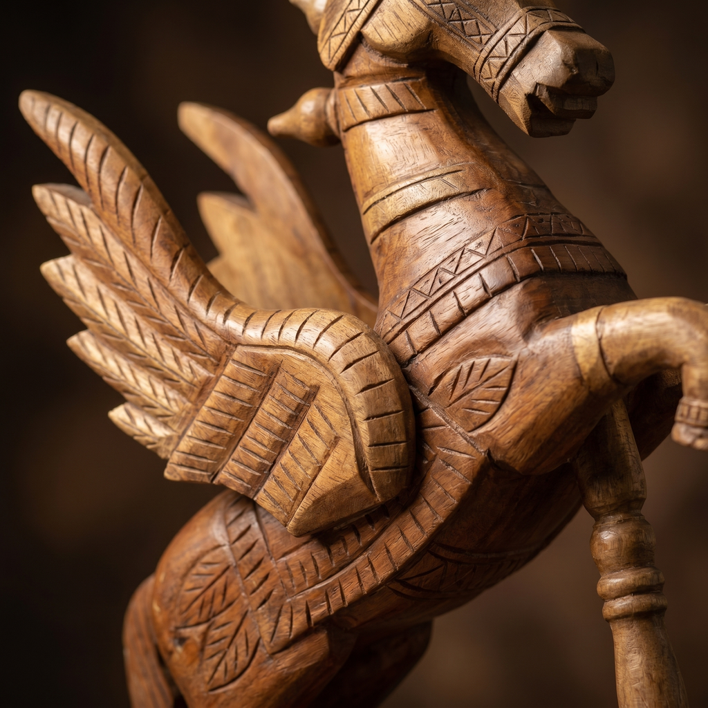 Wooden Flying Horse | Natural | 55x46x17cm