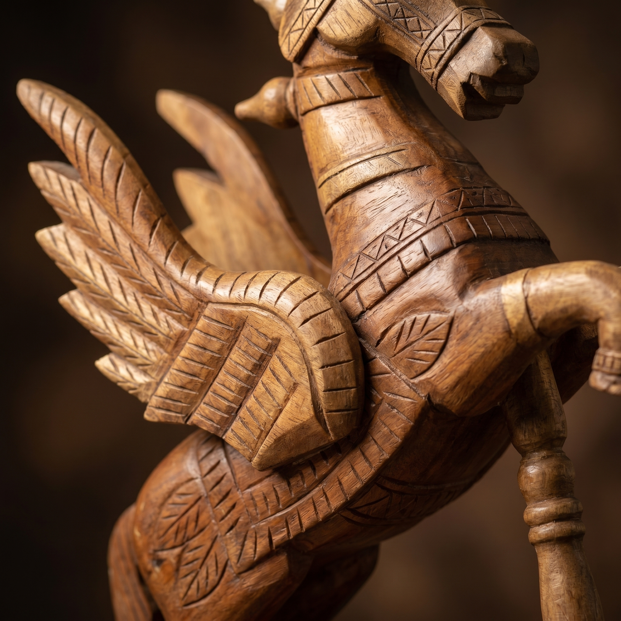 Wooden Flying Horse | Natural | 55x46x17cm