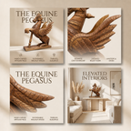 Wooden Flying Horse | Natural | 55x46x17cm