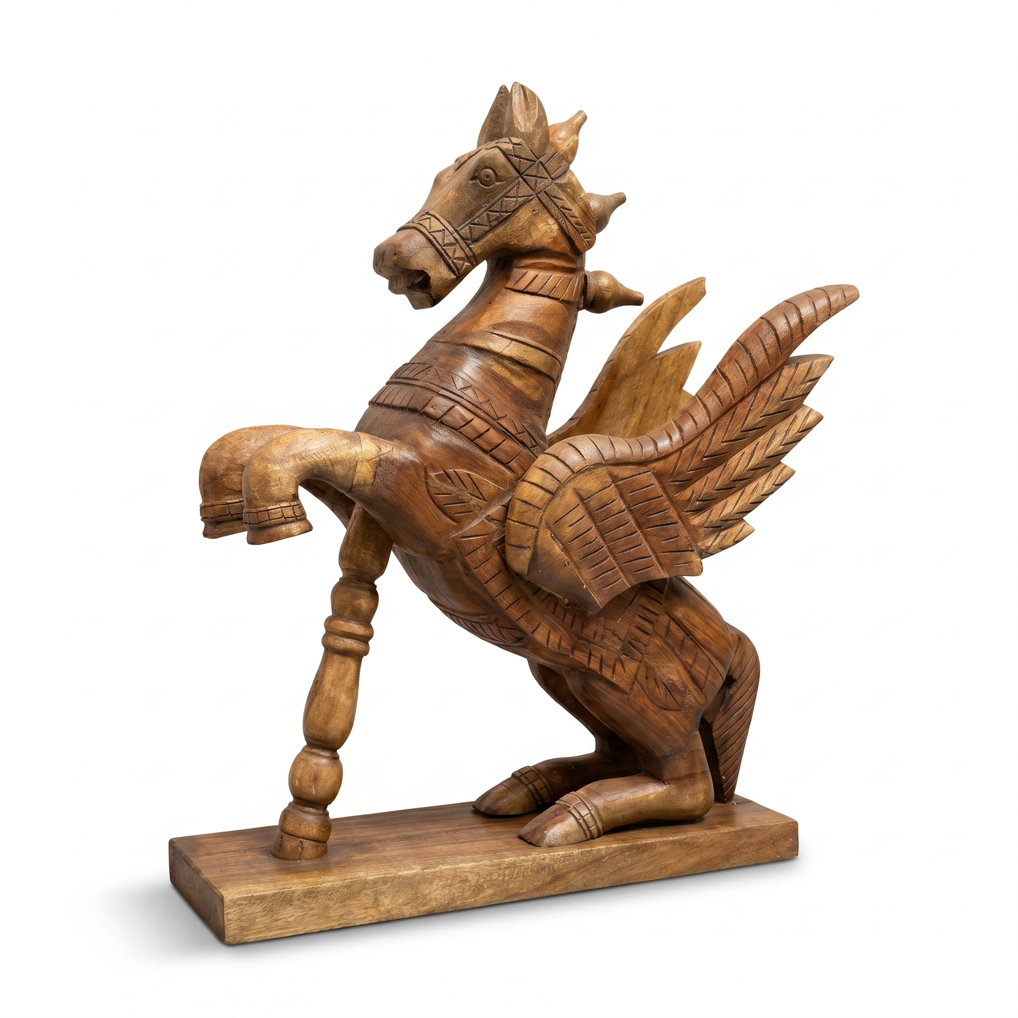 Wooden Flying Horse | Natural | 55x46x17cm