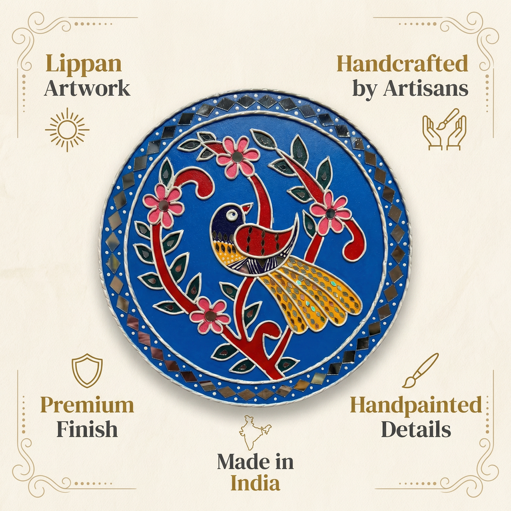 Lippan Art Wall Plate | Peacock 2 | 12x12x0.5 Inch