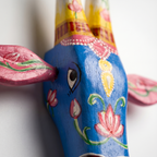 Handpainted Wooden Nandi/Cow Wall Decor | Blue | 8x7x2 Inches