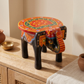 Wooden Elephant Stool | Black | 27x16x18 cm