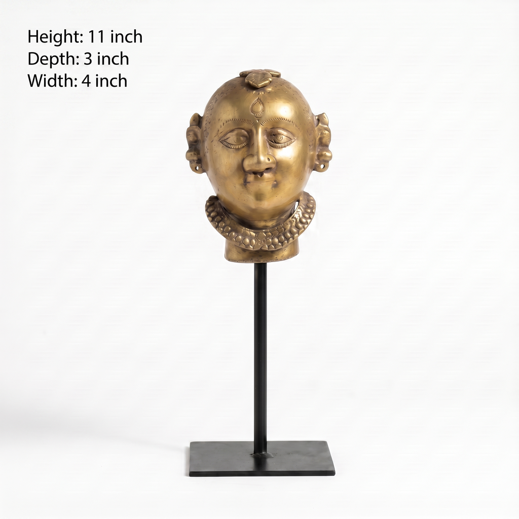 Vintage Brass Idol | Iron Stand | 11x3x4 inch