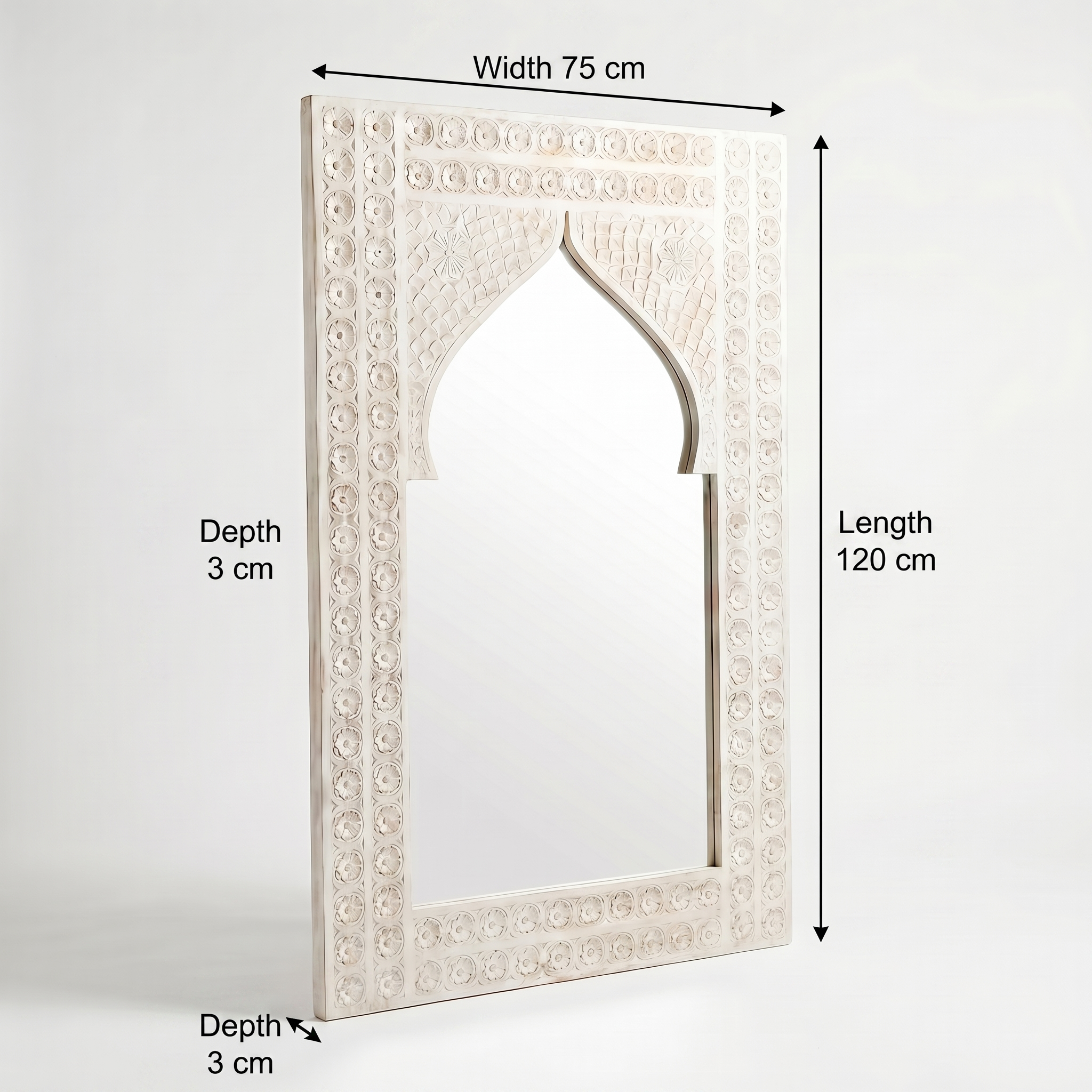 White Arch Mirror Frame (Frame only) | 120x75x3cm