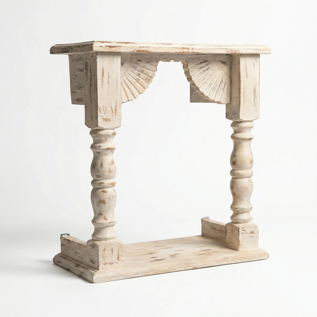 Temple Wall Shelf | Distress White | 33x30x15cm