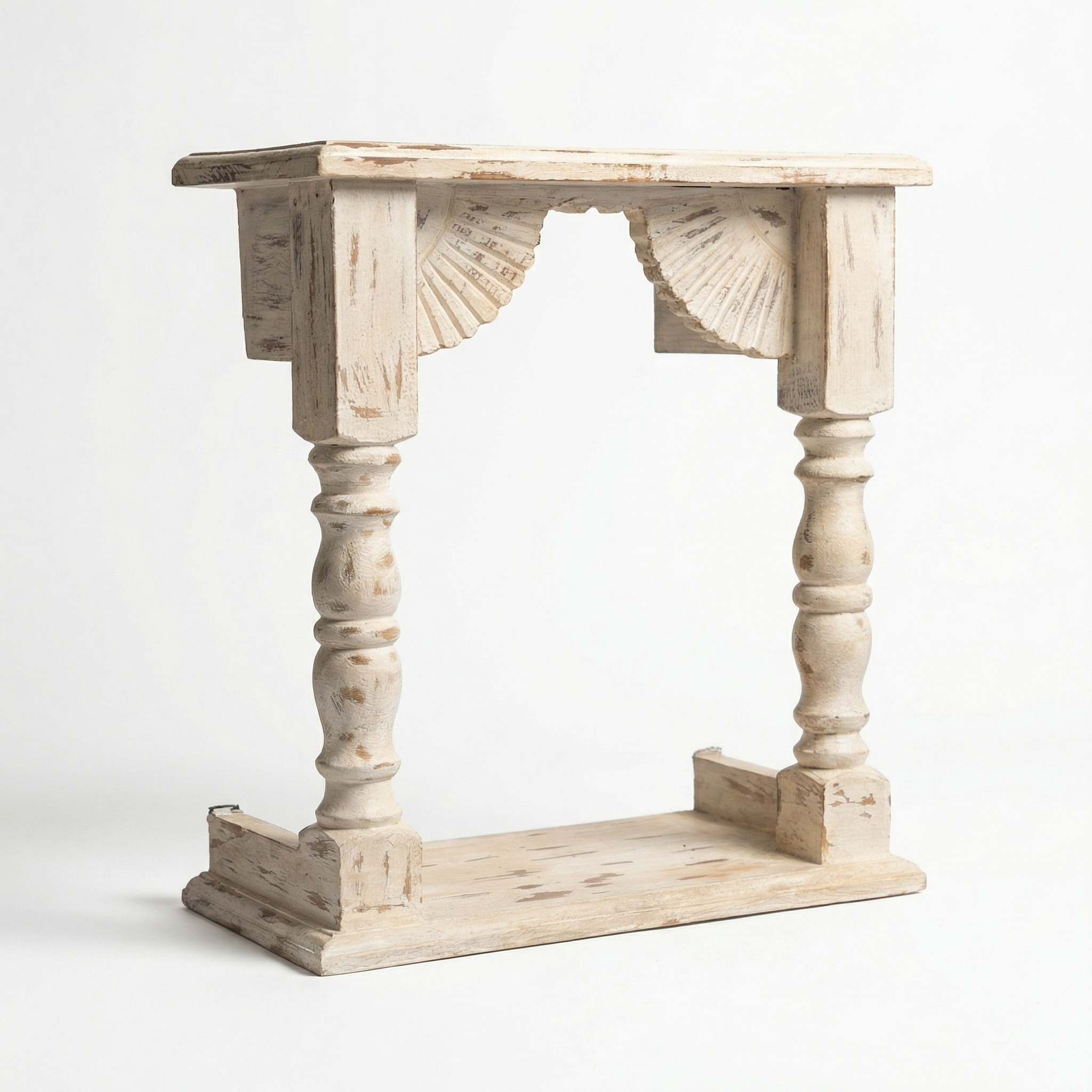 Temple Wall Shelf | Distress White | 33x30x15cm