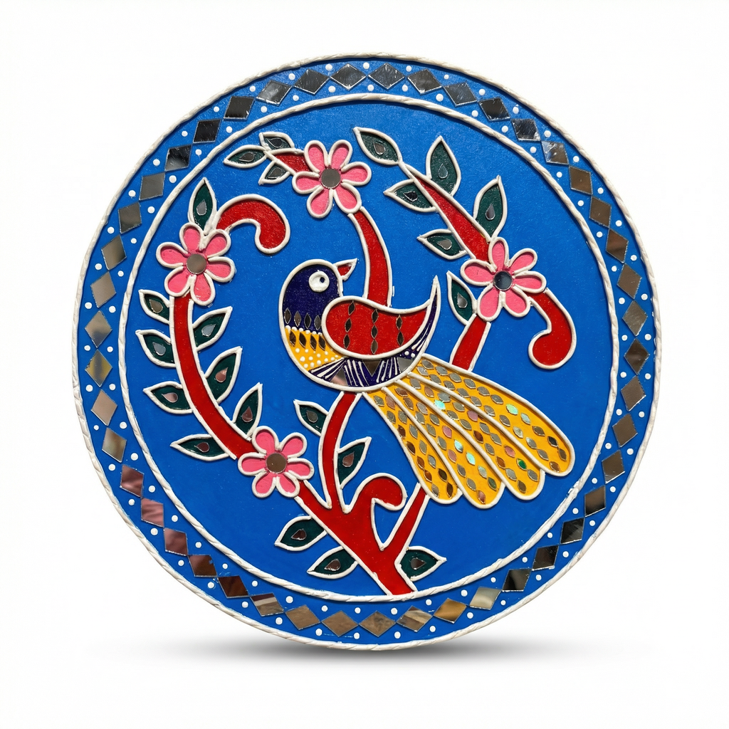Lippan Art Wall Plate | Peacock 2 | 12x12x0.5 Inch