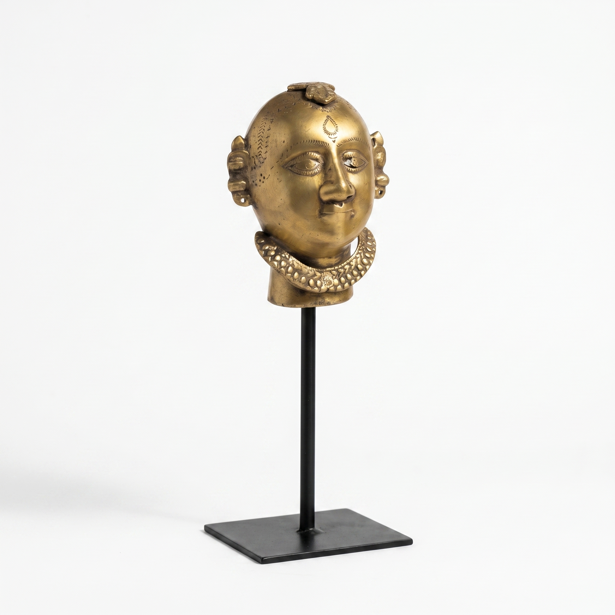Vintage Brass Idol | Iron Stand | 11x3x4 inch
