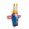 Handpainted Wooden Nandi/Cow Wall Decor | Blue | 8x7x2 Inches