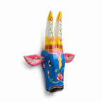 Handpainted Wooden Nandi/Cow Wall Decor | Blue | 8x7x2 Inches