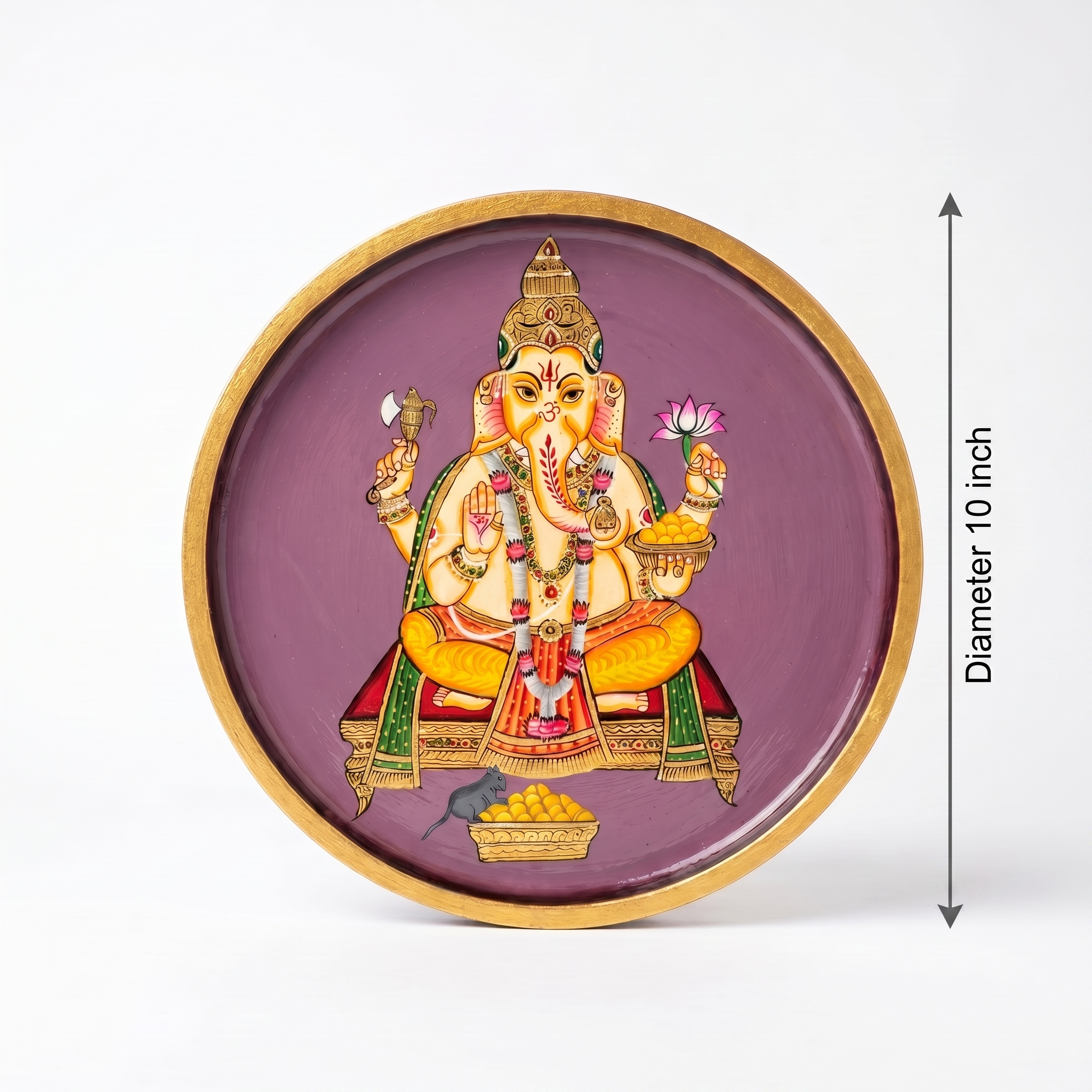 Wooden Wall Plate | Ganesh Ji | 10 Inches | Handpainted