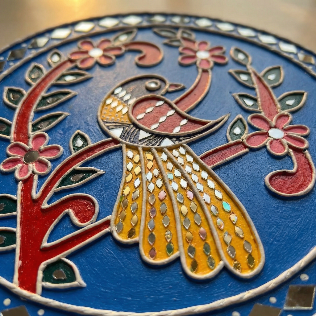 Lippan Art Wall Plate | Peacock 2 | 12x12x0.5 Inch