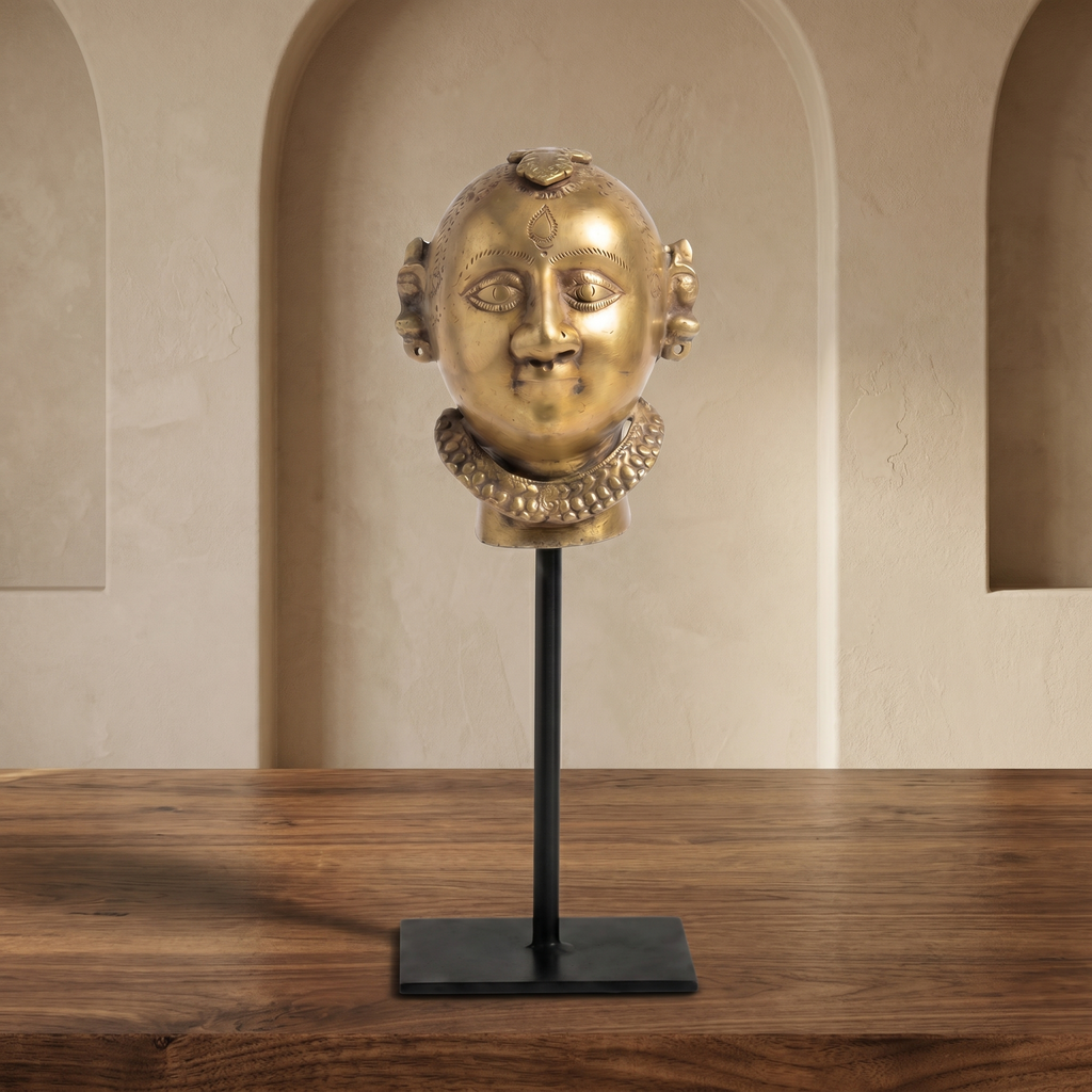 Vintage Brass Idol | Iron Stand | 11x3x4 inch