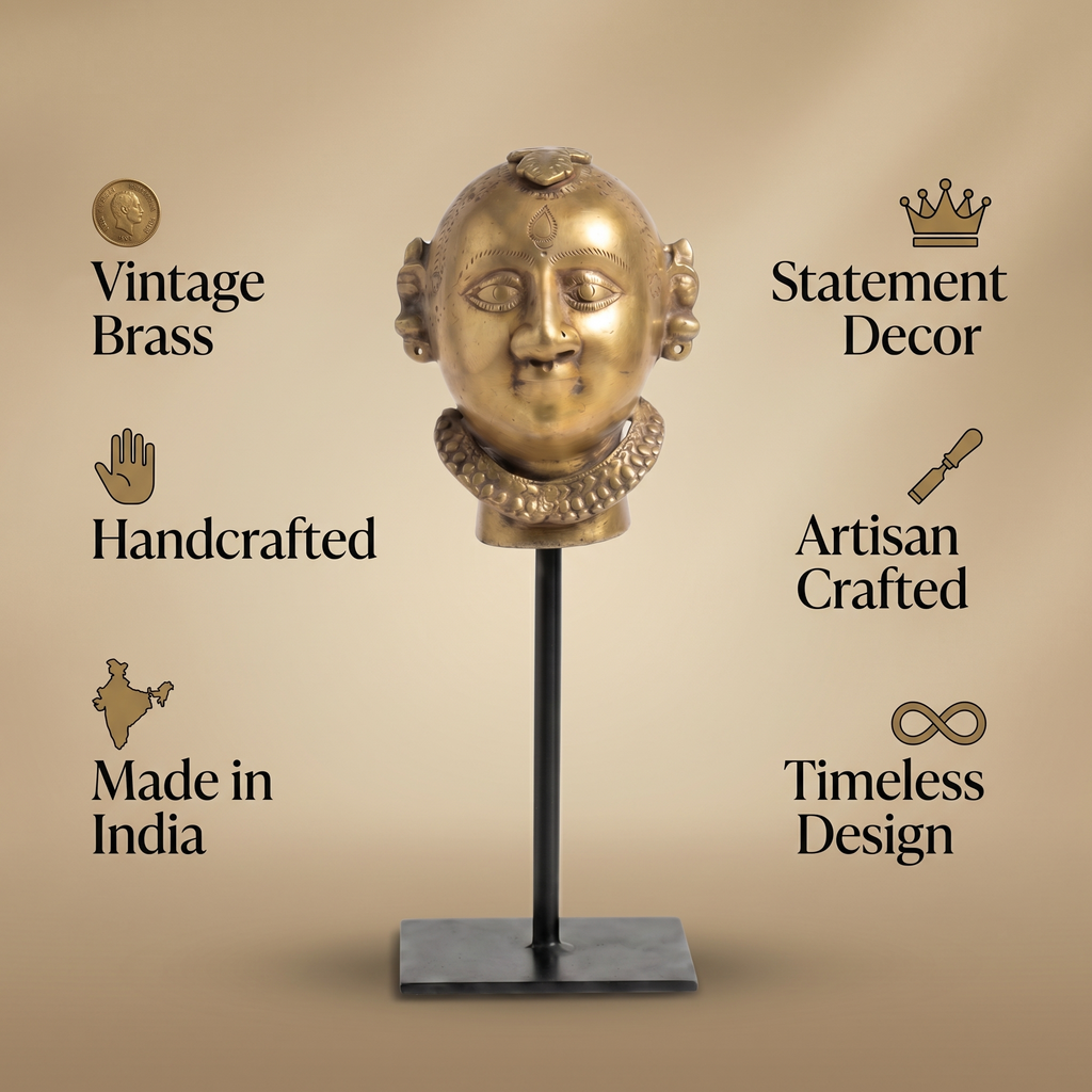 Vintage Brass Idol | Iron Stand | 11x3x4 inch
