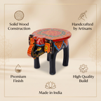 Wooden Elephant Stool | Black | 27x16x18 cm