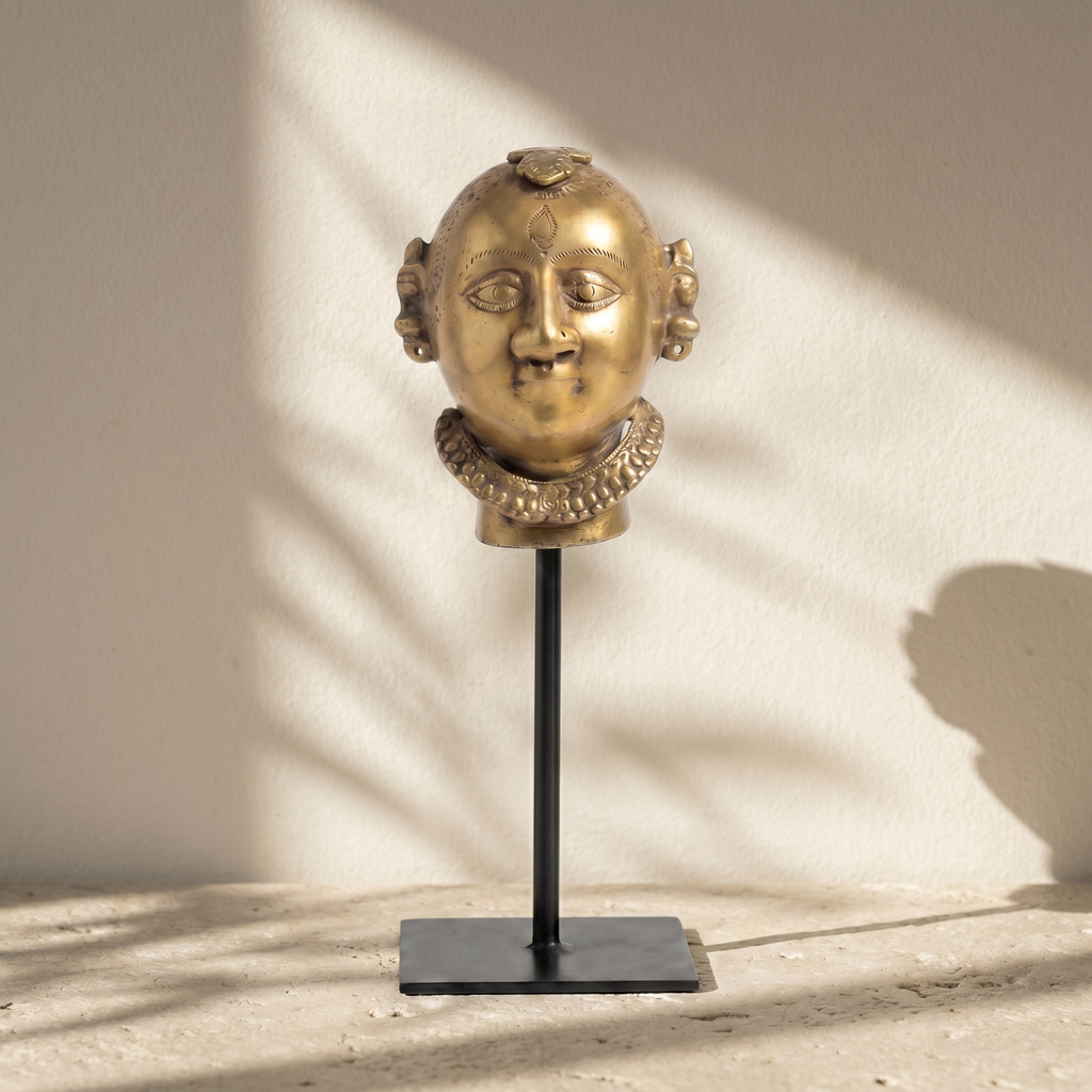 Vintage Brass Idol | Iron Stand | 11x3x4 inch