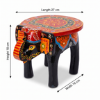Wooden Elephant Stool | Black | 27x16x18 cm