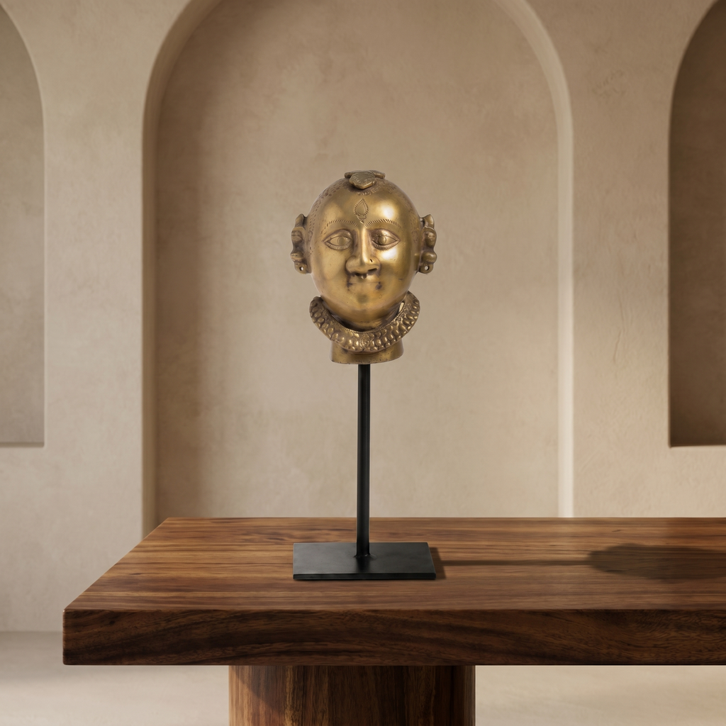 Vintage Brass Idol | Iron Stand | 11x3x4 inch