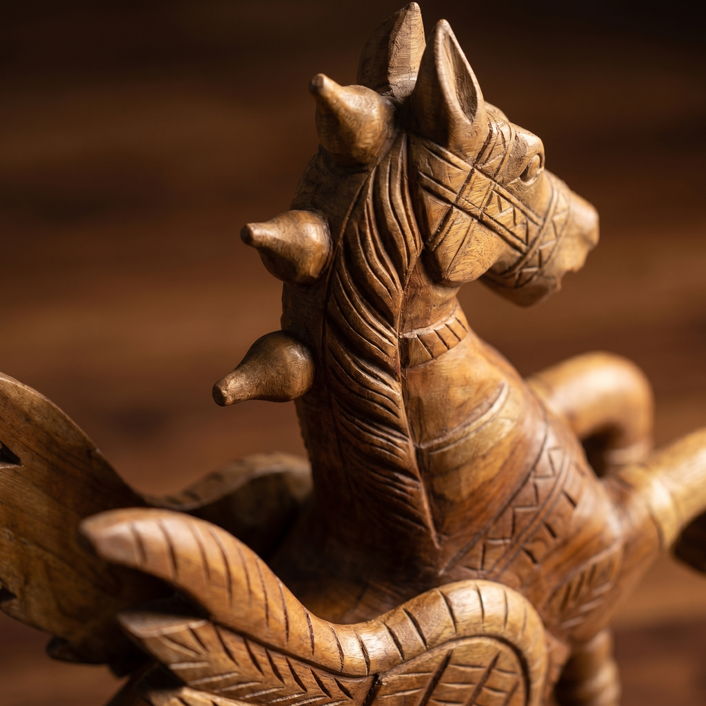 Wooden Flying Horse | Natural | 55x46x17cm