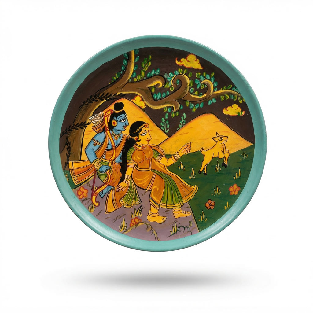 Wooden Ramayana Wall Plate 5 | 10 Inches | Handpainted
