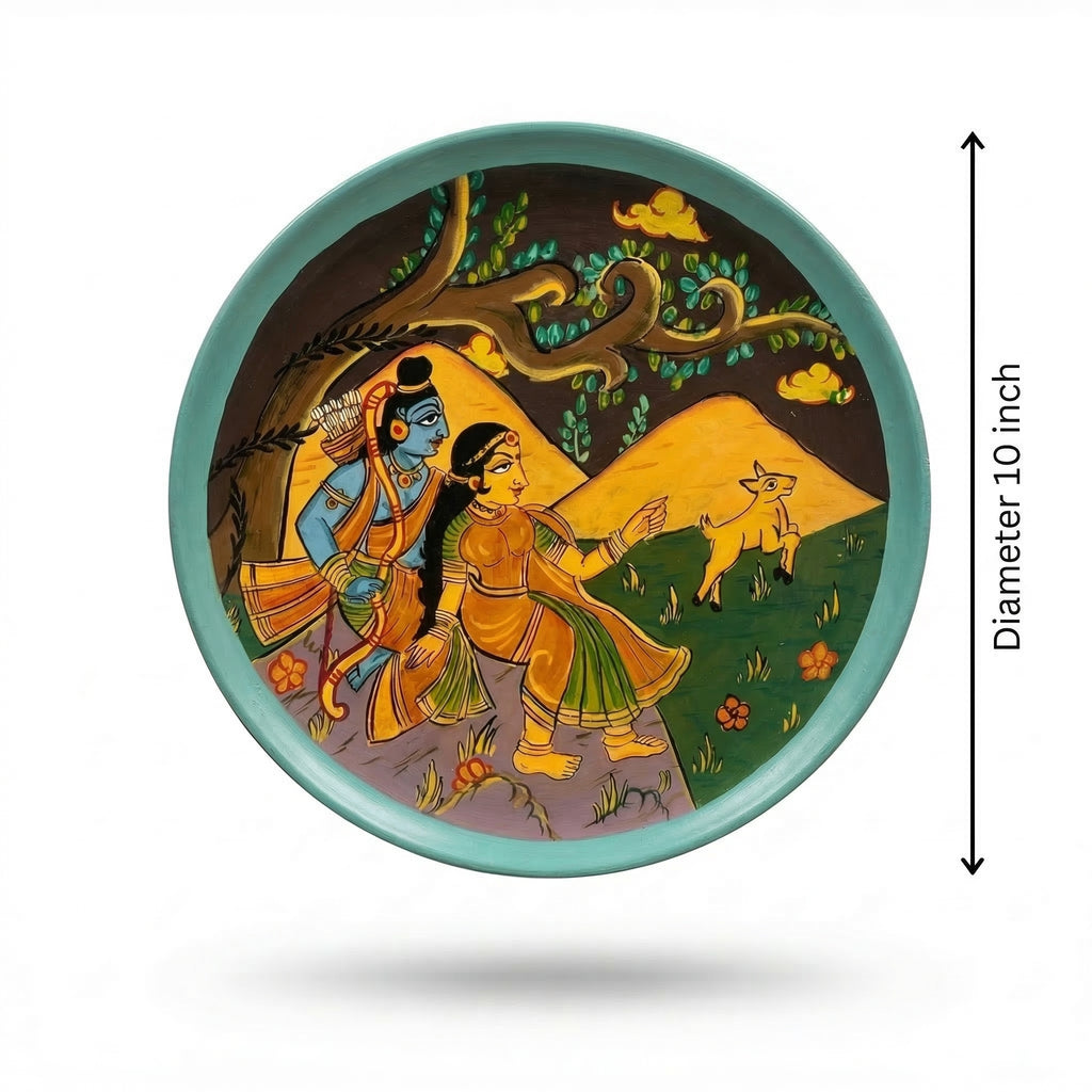 Wooden Ramayana Wall Plate 5 | 10 Inches | Handpainted