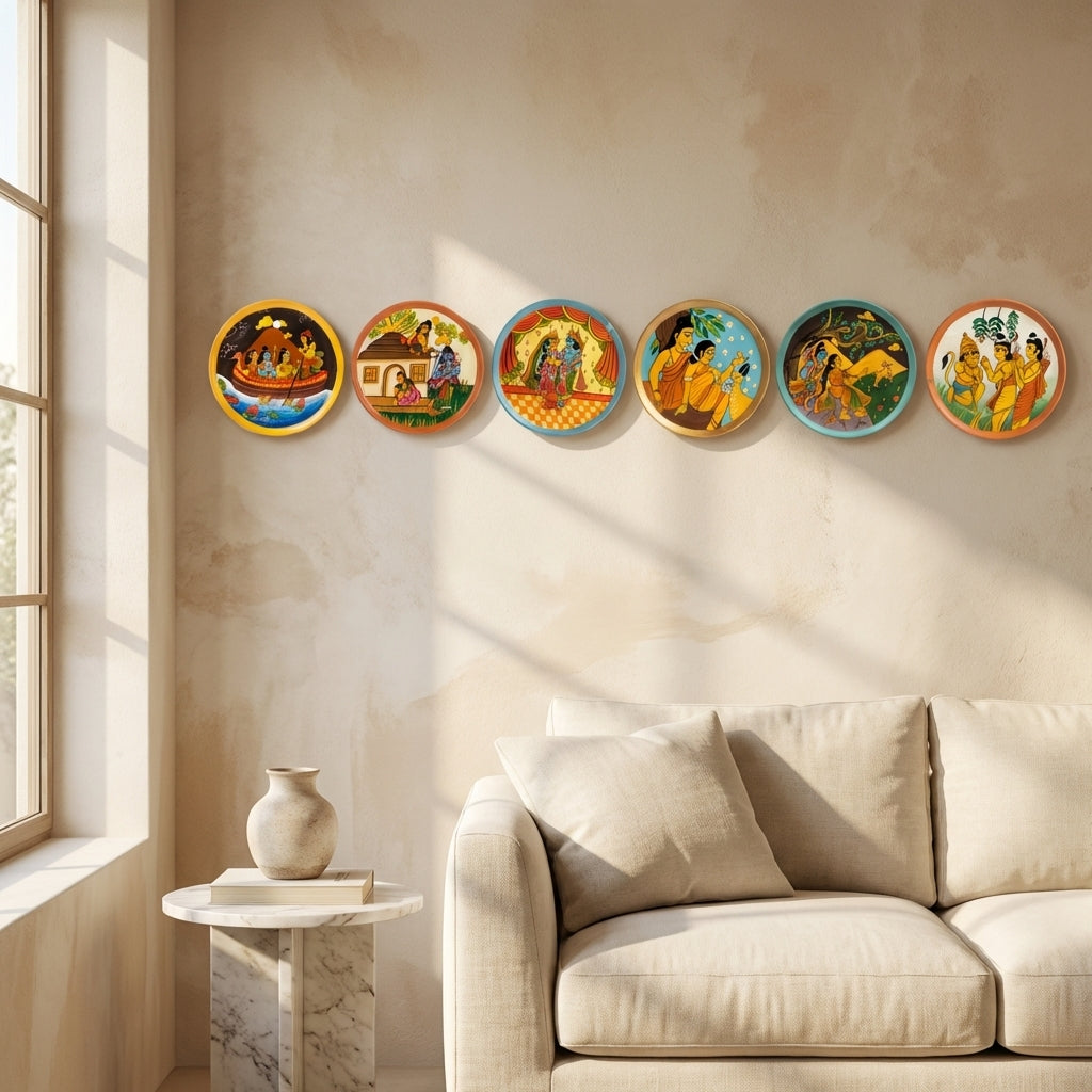 Wooden Ramayana Wall Plate 5 | 10 Inches | Handpainted