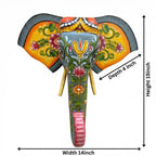Handpainted Wooden Elephant Decor | Grey | 15x14x4 Inch