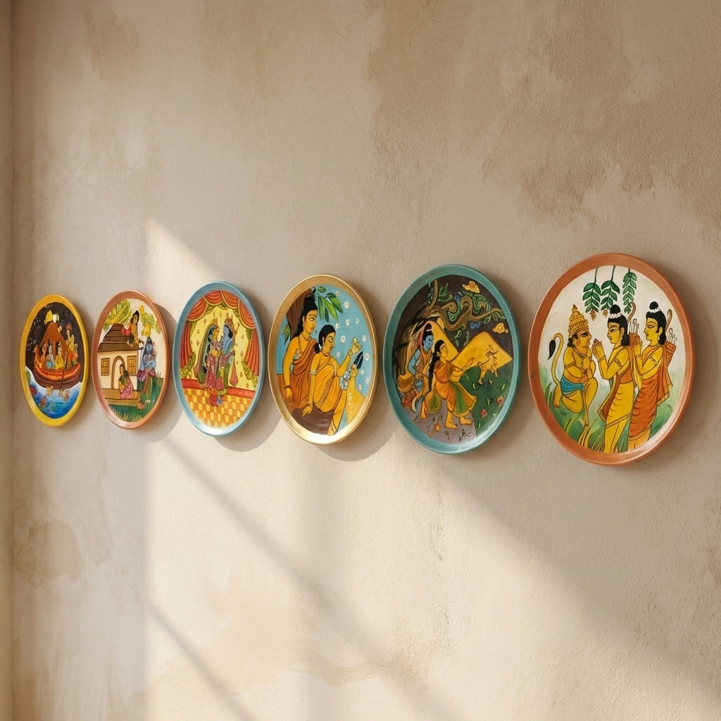 Wooden Ramayana Wall Plate 5 | 10 Inches | Handpainted