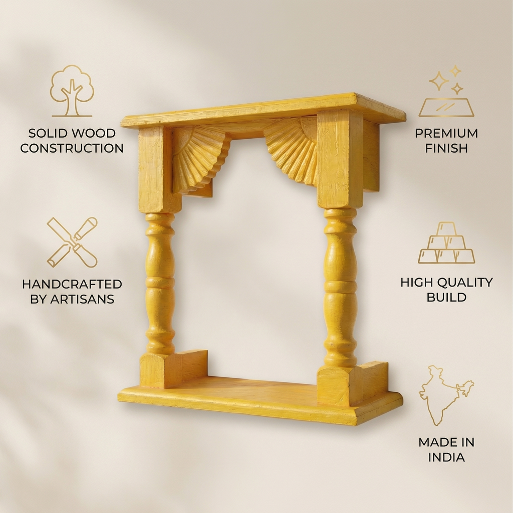 Temple Wall Shelf | Yellow | 33x30x15cm