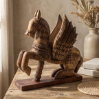 Wooden Flying Horse | Distress Brown | 33x30x14cm