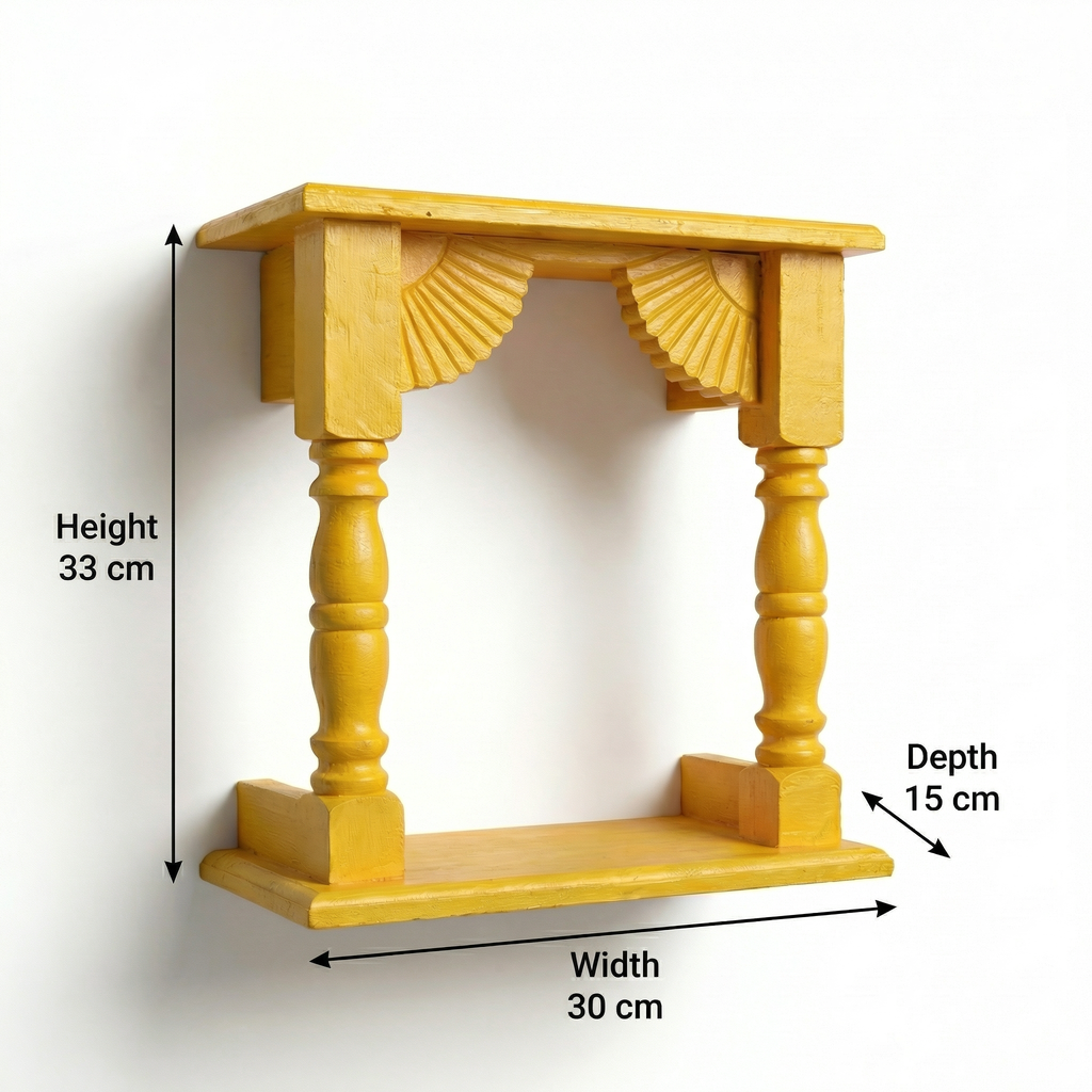 Temple Wall Shelf | Yellow | 33x30x15cm