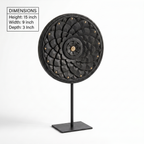Round Wooden Table Decor | Black - Brass fittings| 15x9x3 Inch